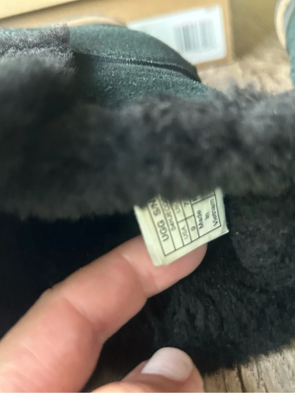 UGG Mavella Black Suede Shearling Wedge Ankle Boot.  Sz 9.